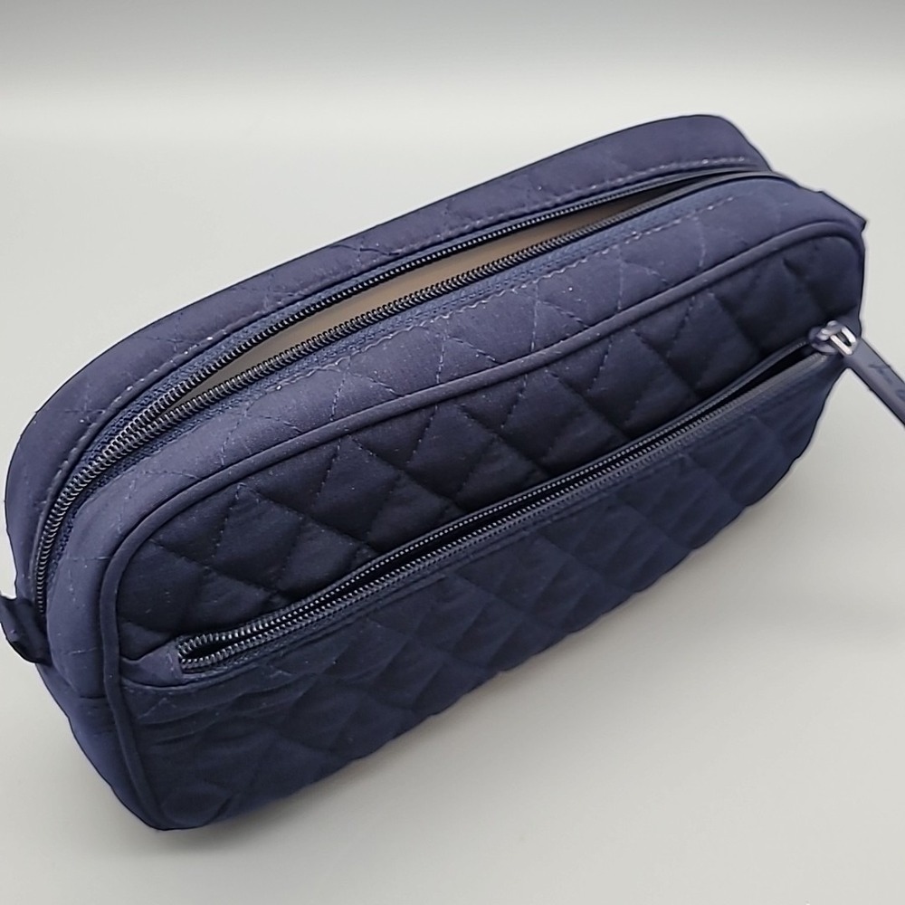 Vera‎ Bradley Quilted Cosmetic Travel Bag Navy Blue Toiletry Make-Up - Picture 7 of 13